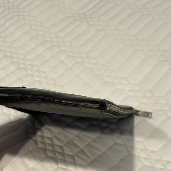 Yves Saint Laurent Black Leather Pouch with Red Patch - Picture 6 of 11